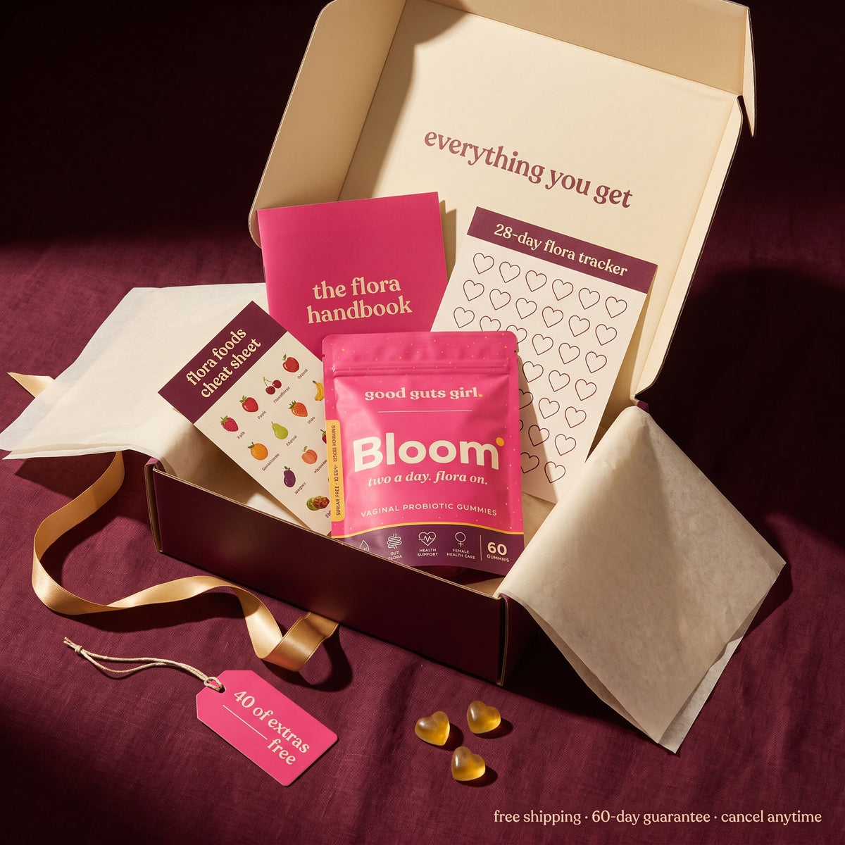 the founding member welcome kit — gift box with ribbon, bloom pouch and the founding gifts