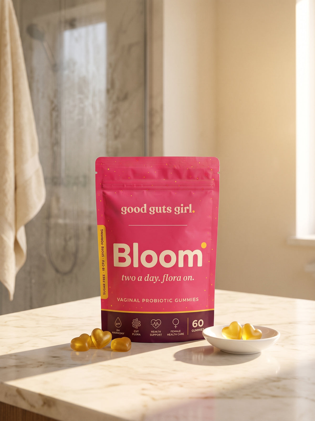 the bloom pouch in bright morning light — the missing piece of the routine