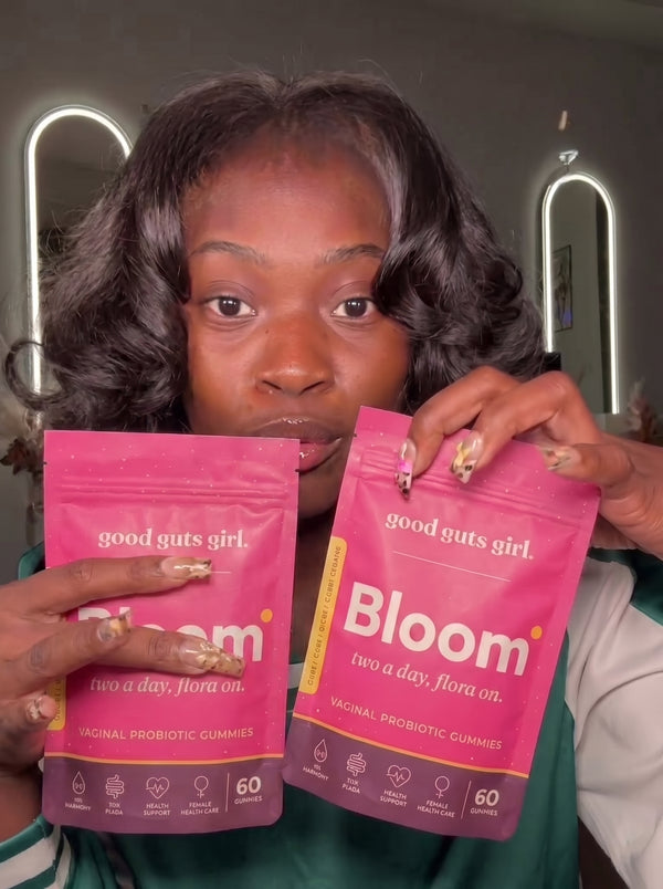 a good guts girl customer with her bloom pouch