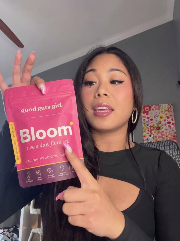 a good guts girl customer with her bloom pouch
