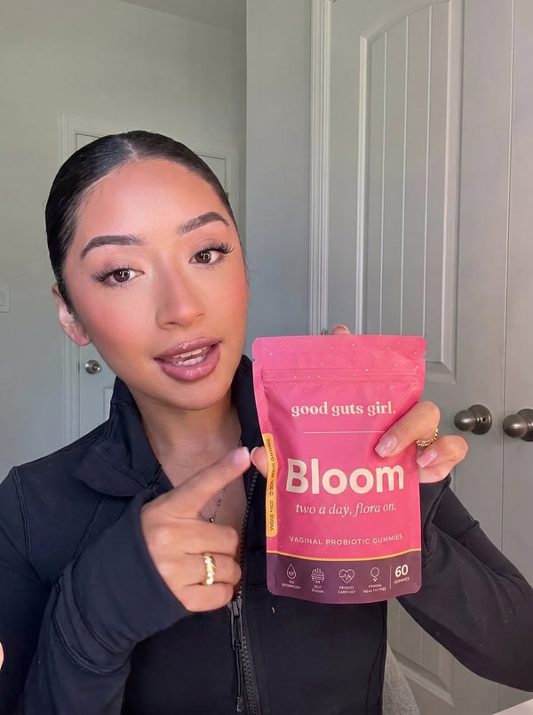 a good guts girl customer with her bloom pouch