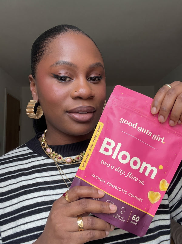 a good guts girl customer with her bloom pouch