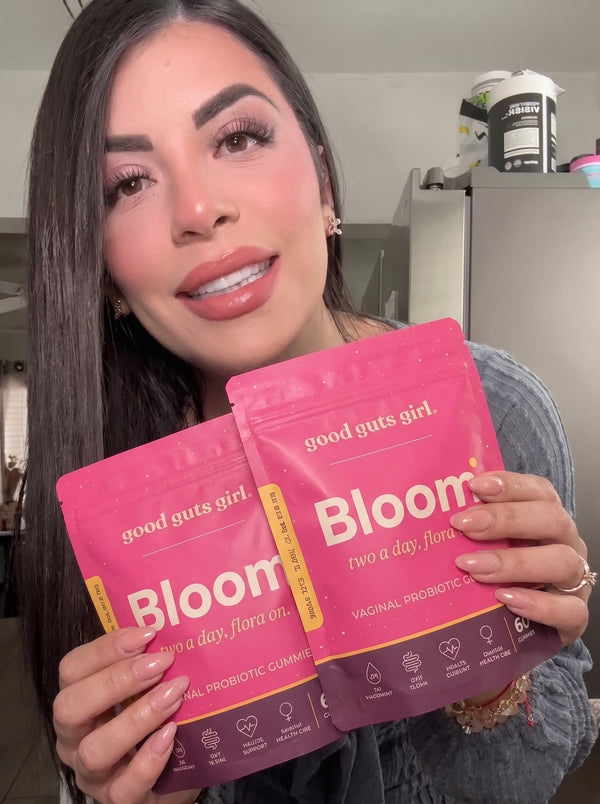 a good guts girl customer with her bloom pouch