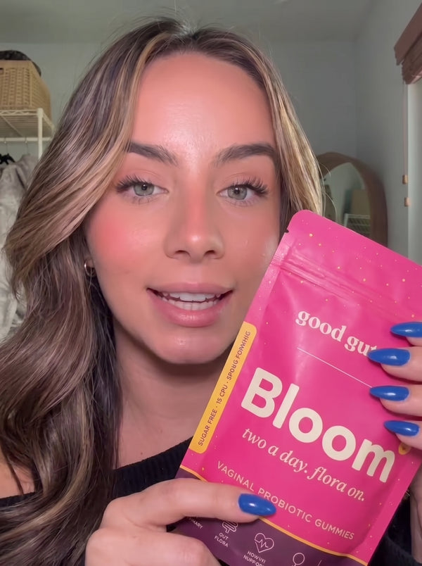 a good guts girl customer with her bloom pouch