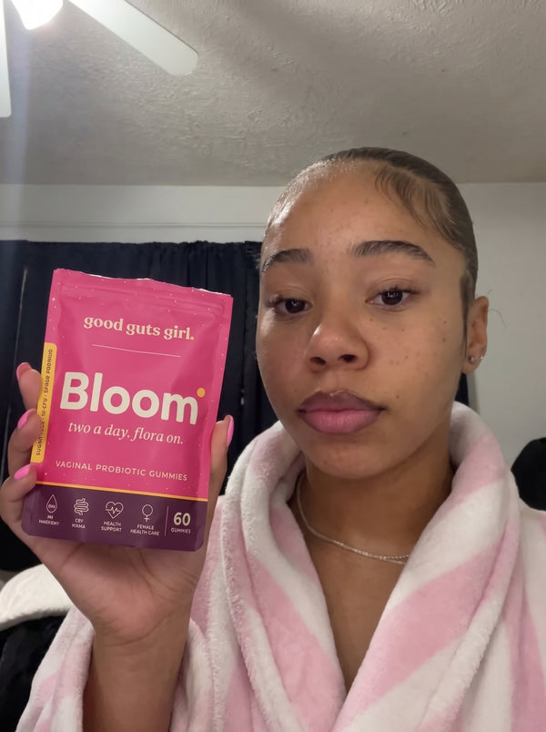 a good guts girl customer with her bloom pouch