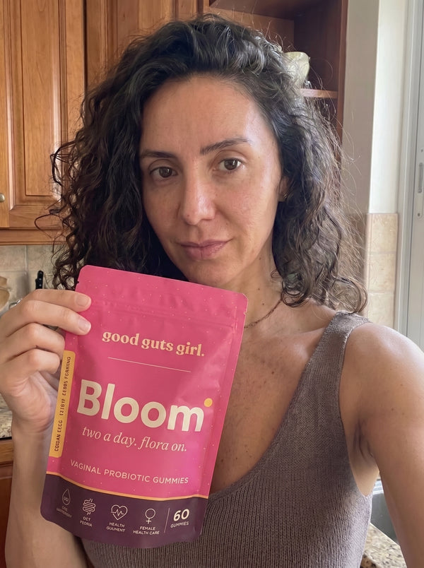 a good guts girl customer with her bloom pouch