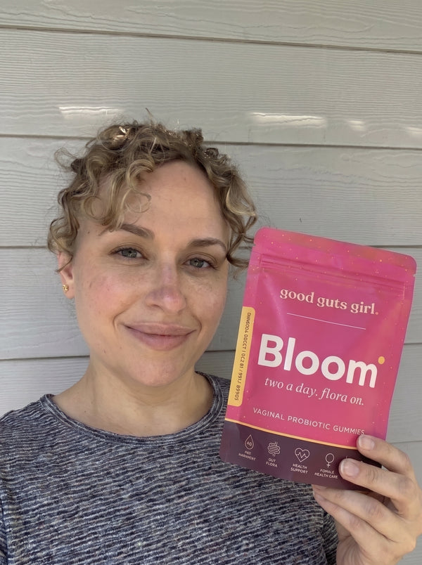 a good guts girl customer with her bloom pouch