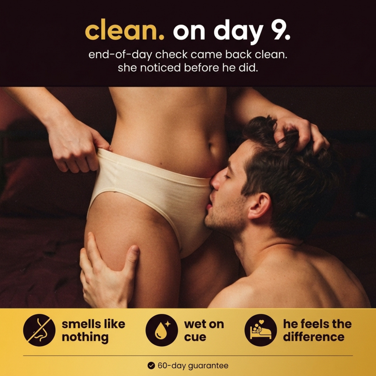clean. on day 9. — end-of-day check came back clean, she noticed before he did